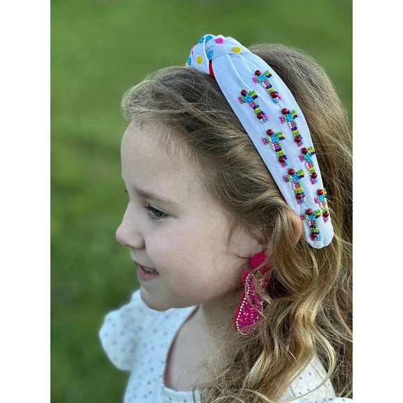 Easter Headband, Easter Knot Headband, Embellished Cross, Beaded Cross Headband, - Picture 1 of 3